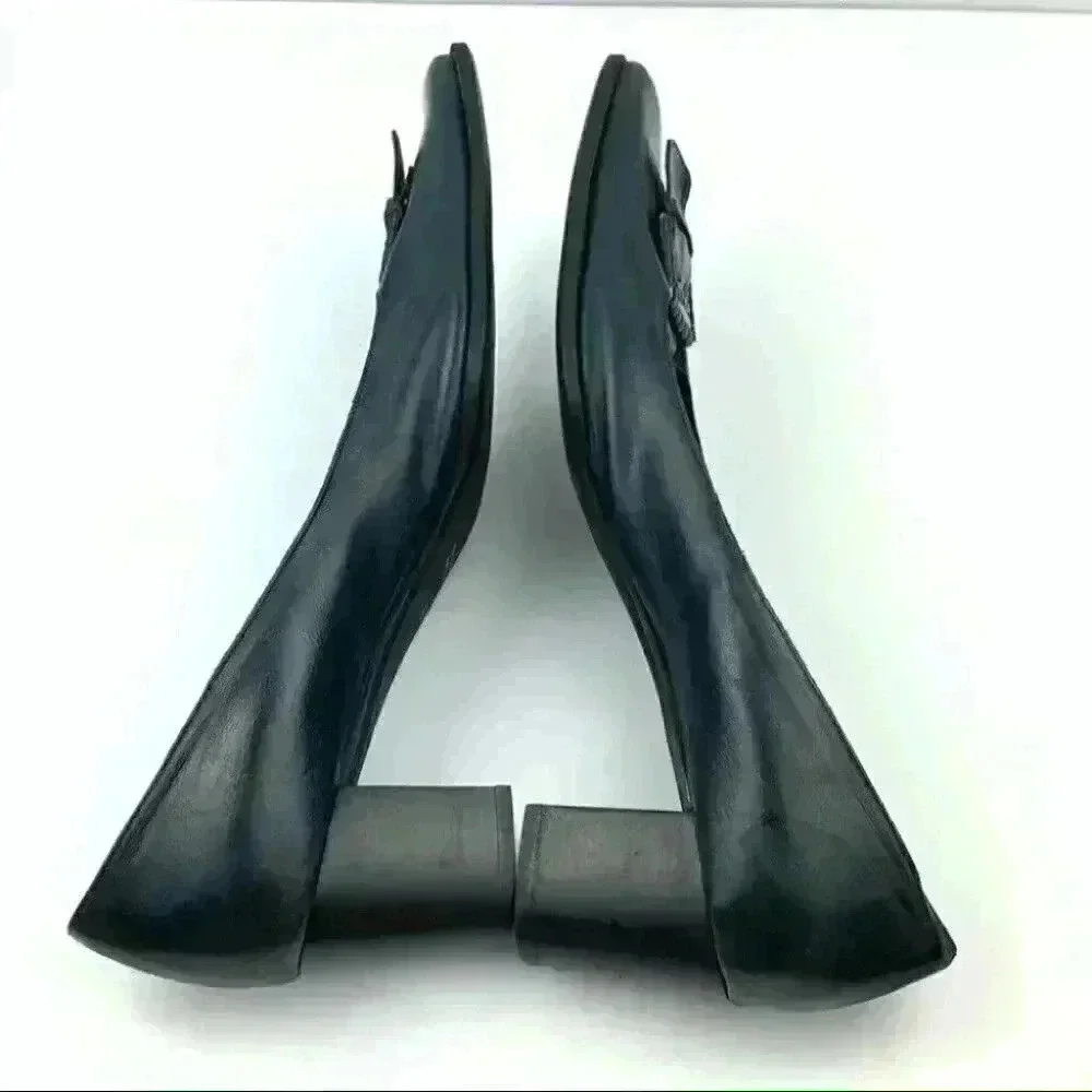 Massimo heels size 42 navy blue Italian leather